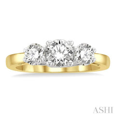 Round Shape Past Present & Future Diamond Engagement Ring