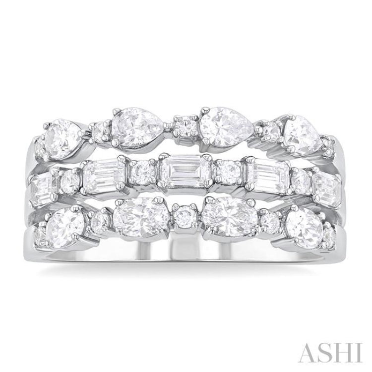 Mixed Shape Three Row Diamond Fashion Band