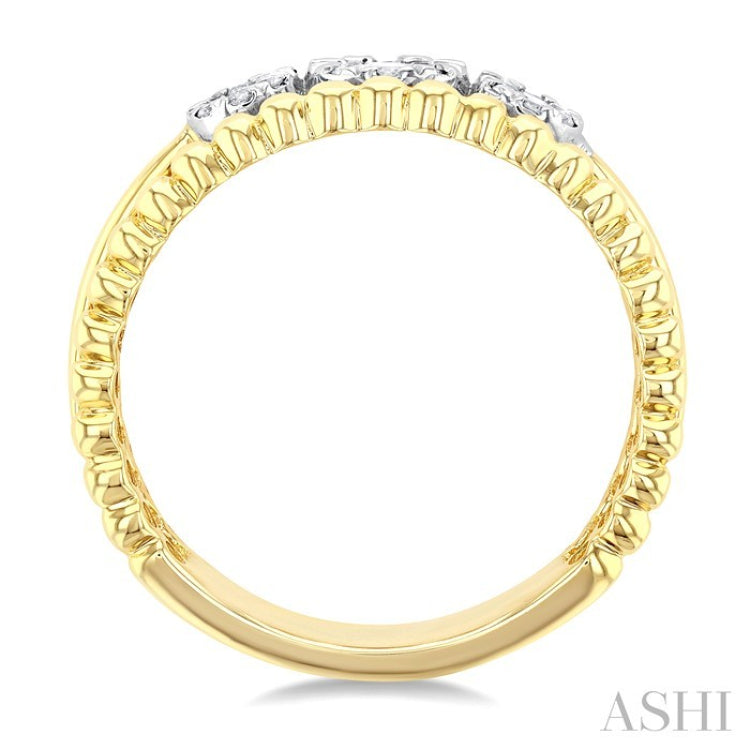 1/4 Ctw Past Present and Future Lovebright Round Cut Diamond Bead Bijoux Fashion Ring in 14K Yellow and White Gold