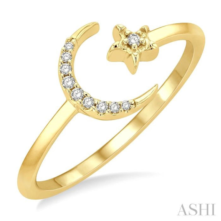 Stackable Crescent Moon & Star Petite Diamond Fashion Ring