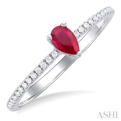 Pear Shape Gemstone & Petite Diamond Fashion Ring