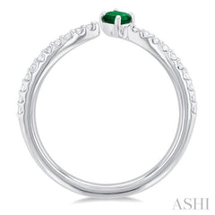 Oval Shape Gemstone & Petite Diamond Fashion Open Ring