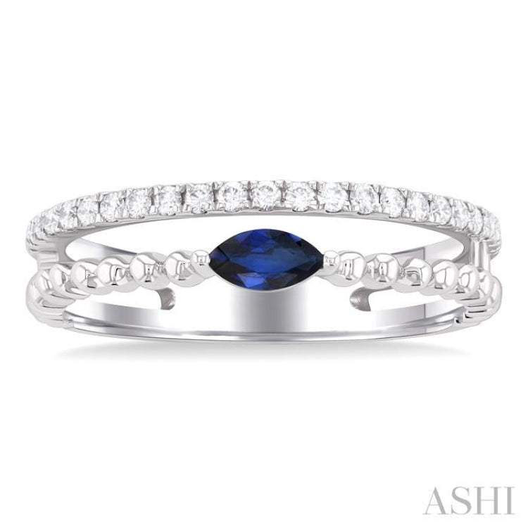 Bead Marquise Shape East-West Gemstone & Diamond Ring