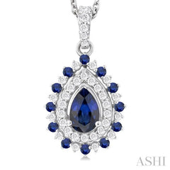 Pear Shape Gemstone & Halo Diamond Pendant