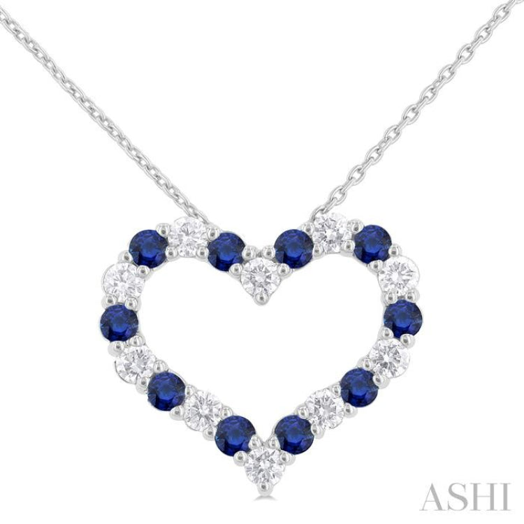 Heart Shape Alternate Gemstone & Diamond Fashion Pendant