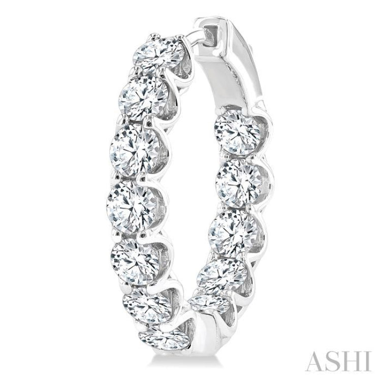 4 Ctw Inside-Out Round Cut Diamond Hoop Earrings in 14K White Gold
