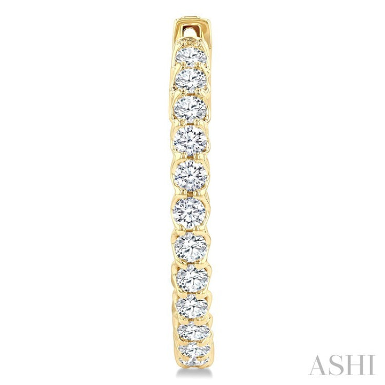 1 Ctw Inside-Out Round Cut Diamond Hoop Earrings in 14K Yellow Gold