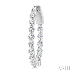 1 Ctw Inside-Out Single Prong Set Round Cut Diamond Hoop Earrings in 14K White Gold