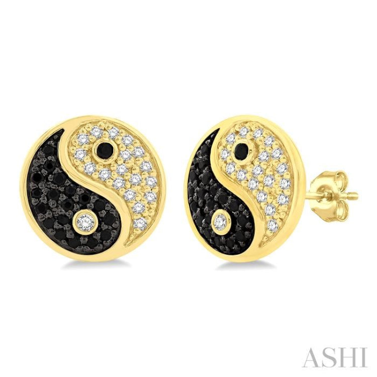 Yin Yang Petite Black Diamond Fashion Earrings