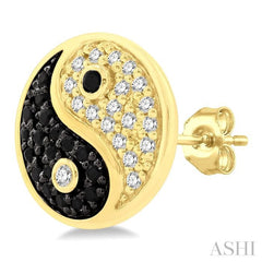 Yin Yang Petite Black Diamond Fashion Earrings