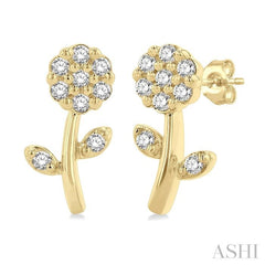 Flower Petite Diamond Fashion Earrings