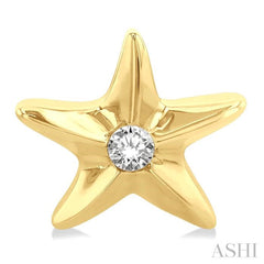 1/20 Ctw Sea Life Petite Starfish Round Cut Diamond Fashion Stud Earrings in 10K Yellow Gold