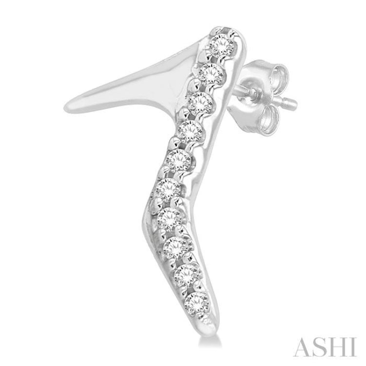 1/20 Ctw Petite High Heel Pumps Round Cut Diamond Fashion Stud Earrings in 10K White Gold