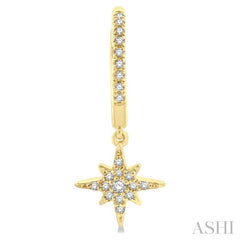 1/6 Ctw Petite Celestial Crescent & Star Round Cut Diamond Fashion Huggies in 10K Yellow Gold