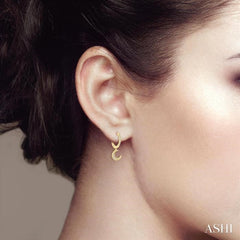 1/6 Ctw Petite Celestial Crescent & Star Round Cut Diamond Fashion Huggies in 10K Yellow Gold