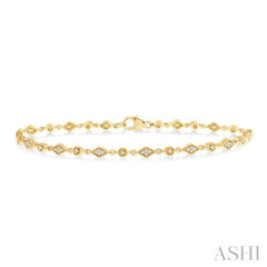 1/4 Ctw Art Deco Kite Round Cut Diamond Fashion Tennis Bracelet in 10K Yellow Gold