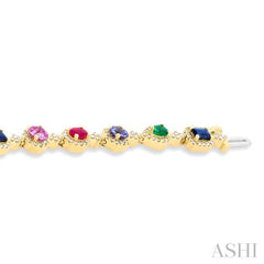 Mixed Shape Halo Gemstone & Diamond Bracelet