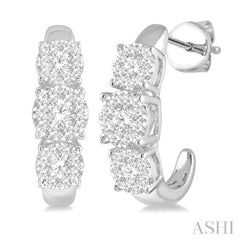 Round Shape Past Present & Future Lovebright Essential Diamond Half Hoop Earrings