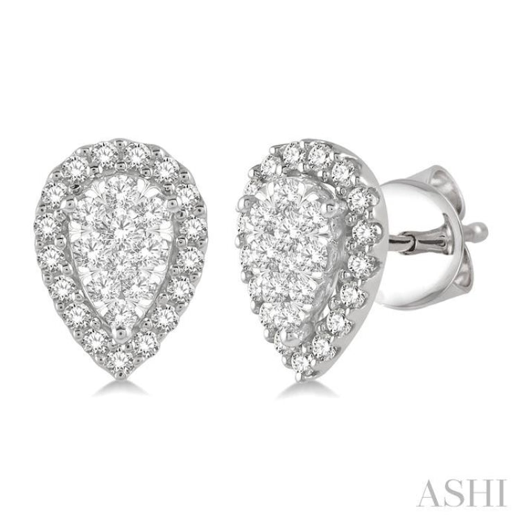 Pear Shape Halo Lovebright Essential Diamond Earrings