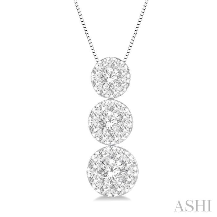 Round Shape Past Present & Future Lovebright Essential Diamond Pendant