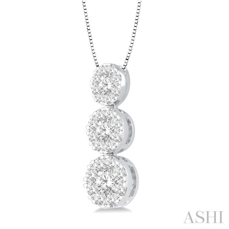 Round Shape Past Present & Future Lovebright Essential Diamond Pendant