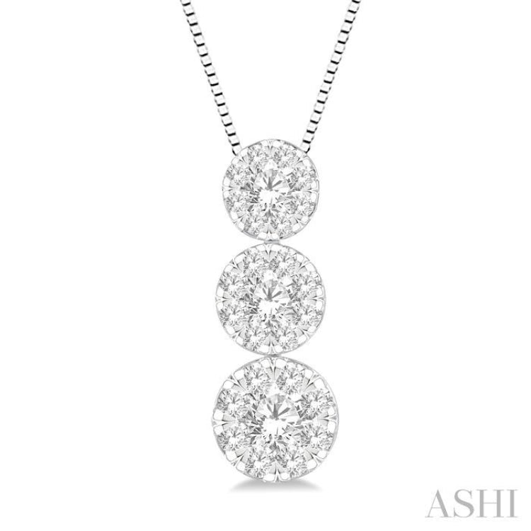 Round Shape Past Present & Future Lovebright Essential Diamond Pendant