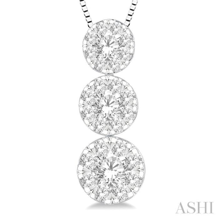 Round Shape Past Present & Future Lovebright Essential Diamond Pendant