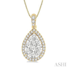 Pear Shape Halo Lovebright Essential Diamond Pendant