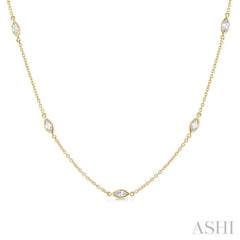 Marquise Shape Diamond Station Necklace