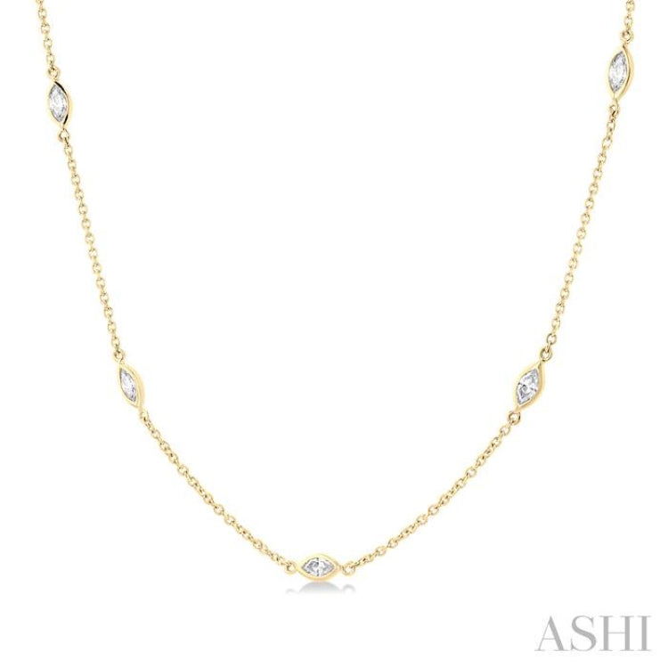 Marquise Shape Diamond Station Necklace