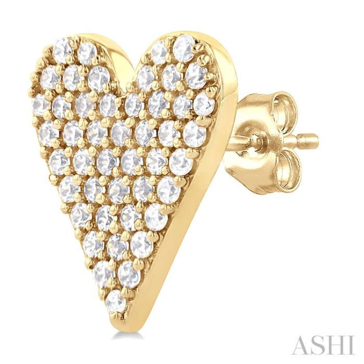 Pave-Set Heart Shape Diamond Fashion Earrings