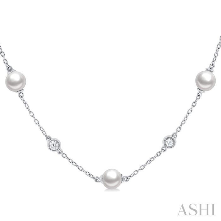 Pearl & Diamond Station Necklace