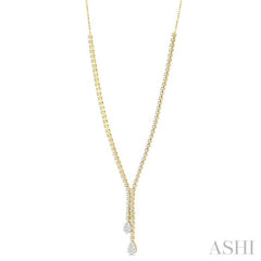 2 5/8 Ctw Lovebright Pear Shape Round Cut Diamond Fashion 'Y' Necklace in 14K Yellow & White Gold