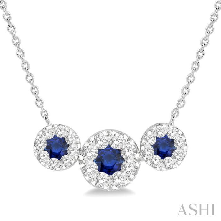 Round Shape Past Present & Future Lovebright Gemstone & Diamond Necklace