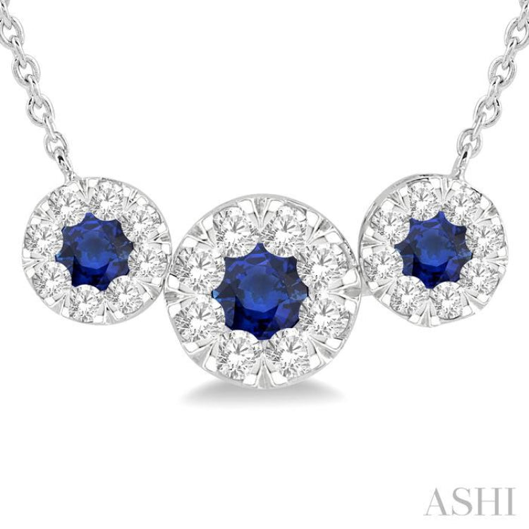 Round Shape Past Present & Future Lovebright Gemstone & Diamond Necklace