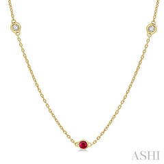 Gemstone & Diamond Station Necklace