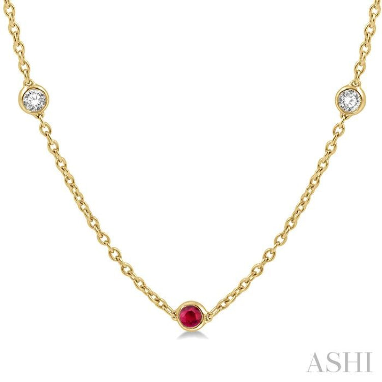 Gemstone & Diamond Station Necklace