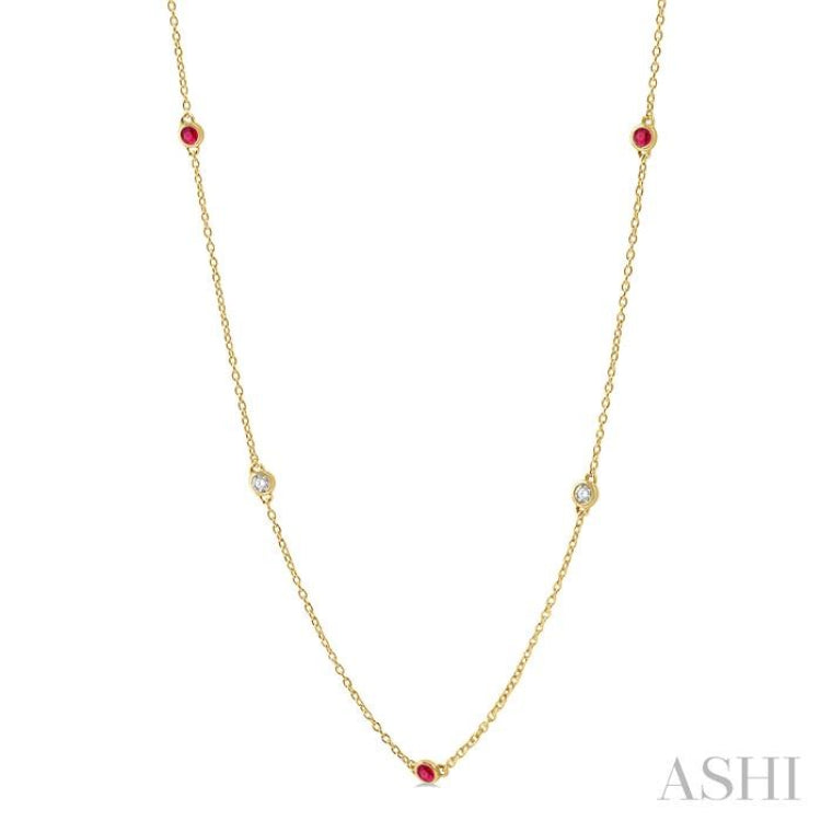 Gemstone & Diamond Station Necklace