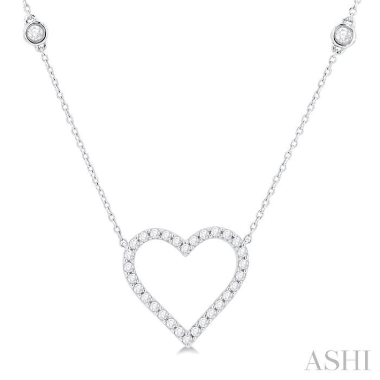 Heart Shape Diamond Station Necklace