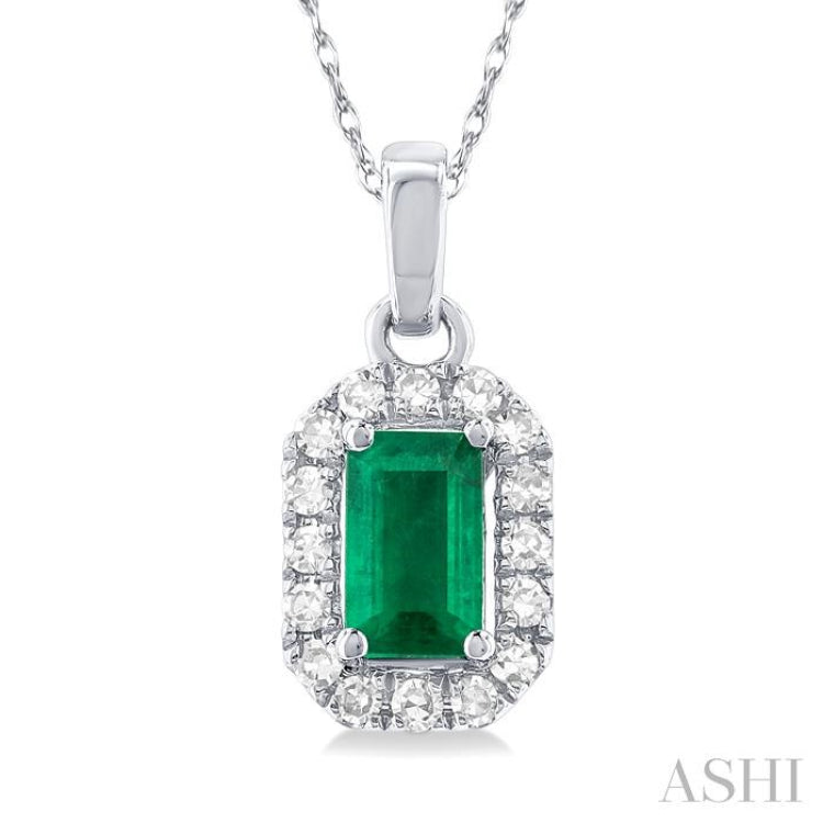 Gemstone & Halo Diamond Pendant