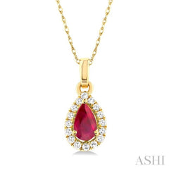 Pear Shape Gemstone & Halo Diamond Pendant