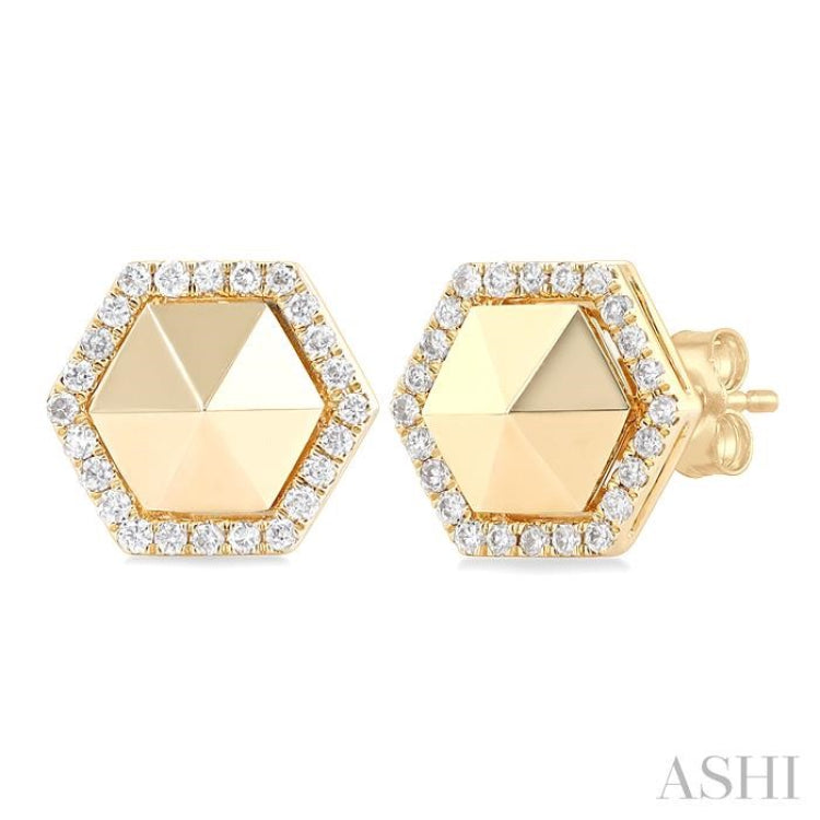 Hexagon Shape Diamond Fashion Earrings