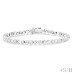 Hexagon Shape Bezel Set Diamond Tennis Bracelet