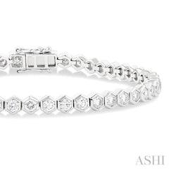 Hexagon Shape Bezel Set Diamond Tennis Bracelet