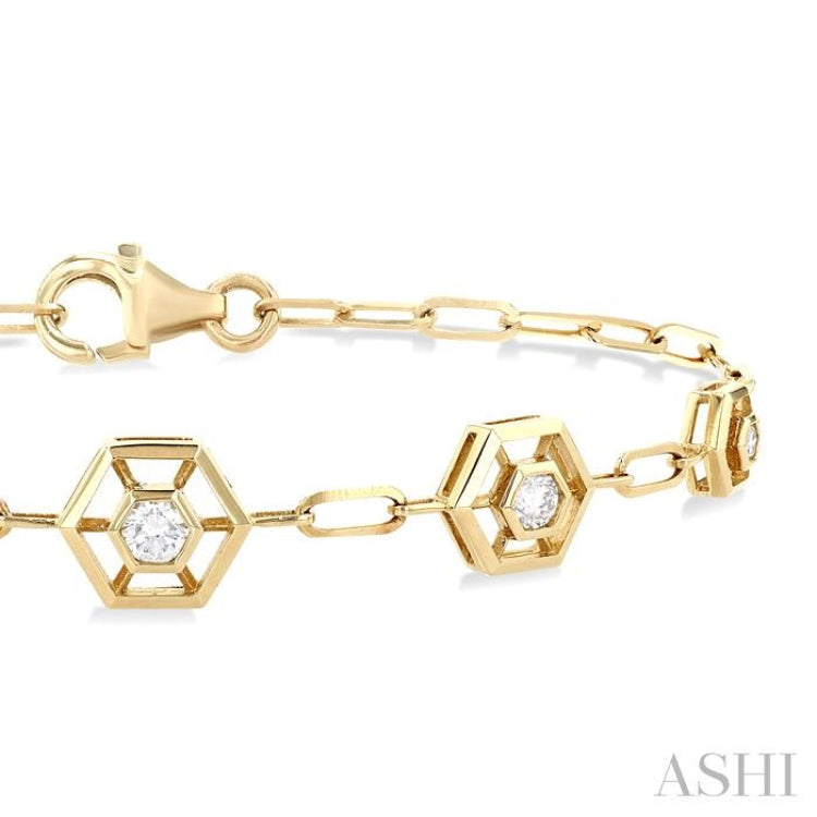 Hexagon Shape Diamond Fashion Chain Bracelet