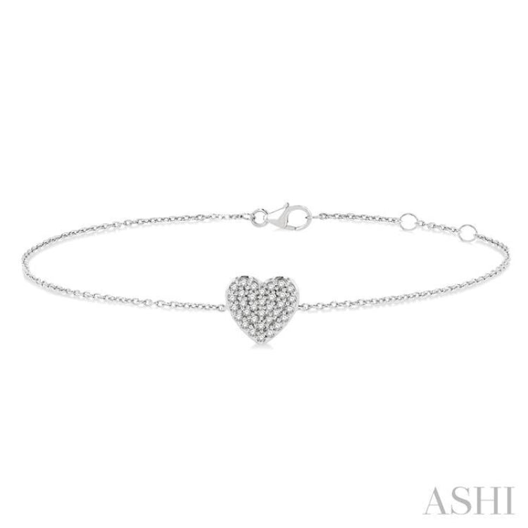 Heart Shape Petite Diamond Fashion Chain Bracelet