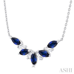 Marquise Shape Gemstone & Diamond Necklace