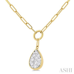 Pear Shape Paper Clip Lovebright Diamond Necklace