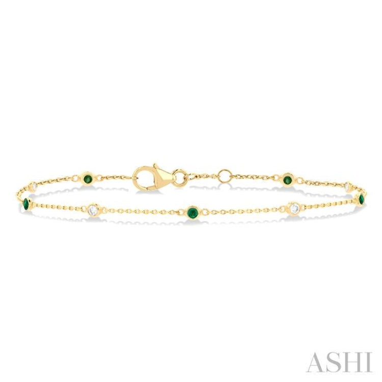 Gemstone & Diamond Station Chain Bracelet