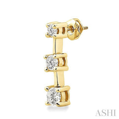 1 ctw Round Cut Diamond Earrings in 14K Yellow Gold